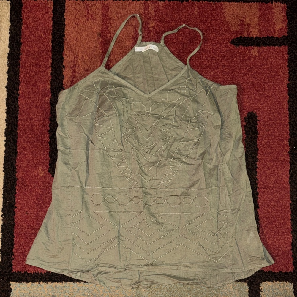 Maurices Semi Sheer Geometric‎ Embroidered Tank Top